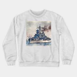 World War II Battleship Watercolor Crewneck Sweatshirt